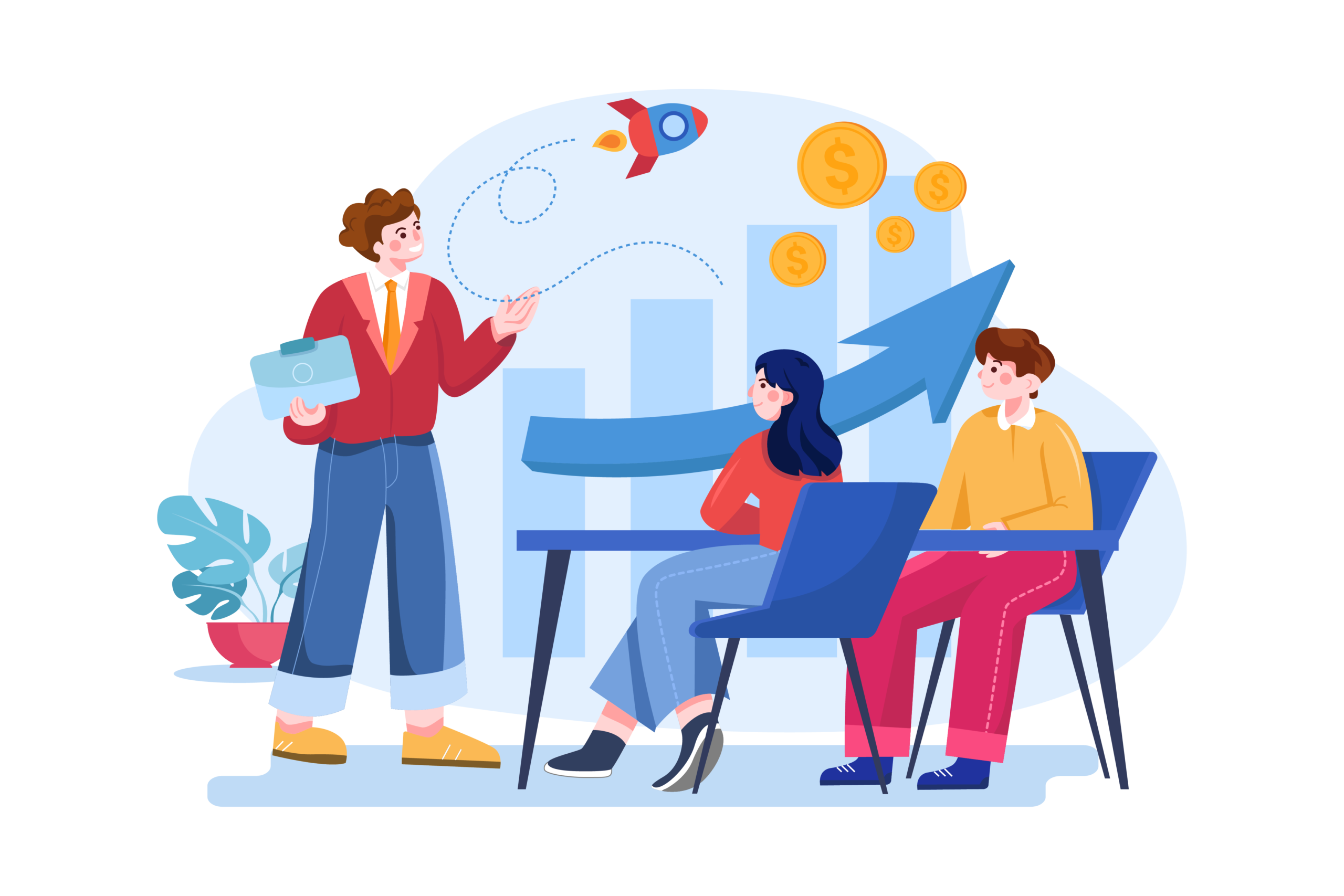 Geschäftschef analysiert Diagramm zum Geschäftswachstum der google my business agentur um google unternehmensprofil optimieren lassen