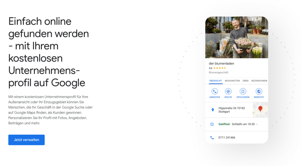 screenshot eines google my business profil eines blumenlades in hannover um google unternehmensprofil optimieren lassen
