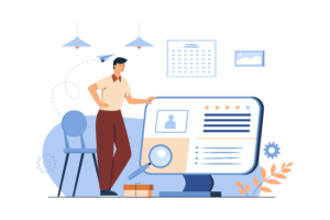 GMB Vorteile 3 Grafik eines Personlasachbearbeiters auf der Suche nach neuen Mitabeiter