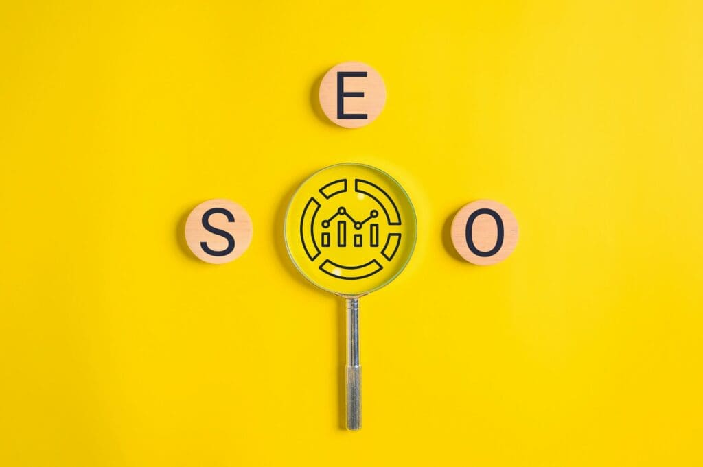 SEO text on wooden cube, Search engine optimization ranking, SEO